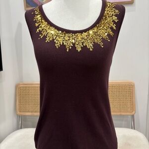 Vintage brown beaded tank top!